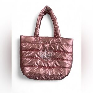 Justice Quilted Weekender Puffer Tote Bag Rose Gold Sports Weekend